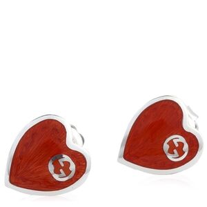 NEW GUCCI Earrings SILVER Heart-Shaped Red Earrings WITH Gucci Box Included